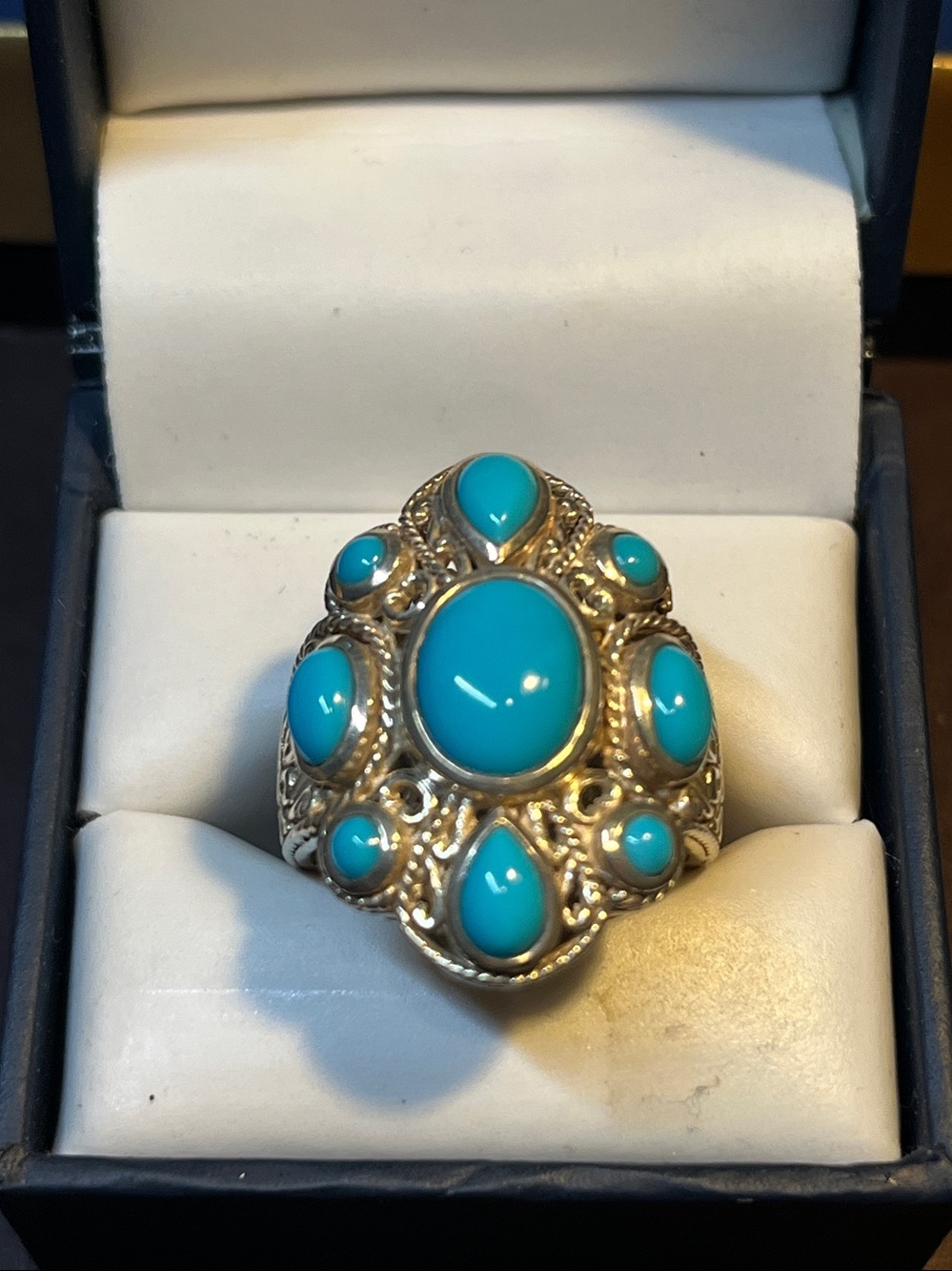 Vintage Sterling Silver Turquoise Statement Ring